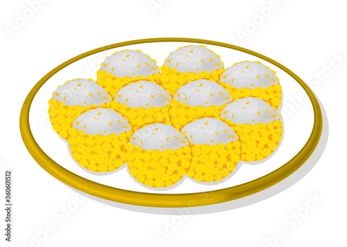 Boondi laddu Indian Sweets or Mithai Food Vector