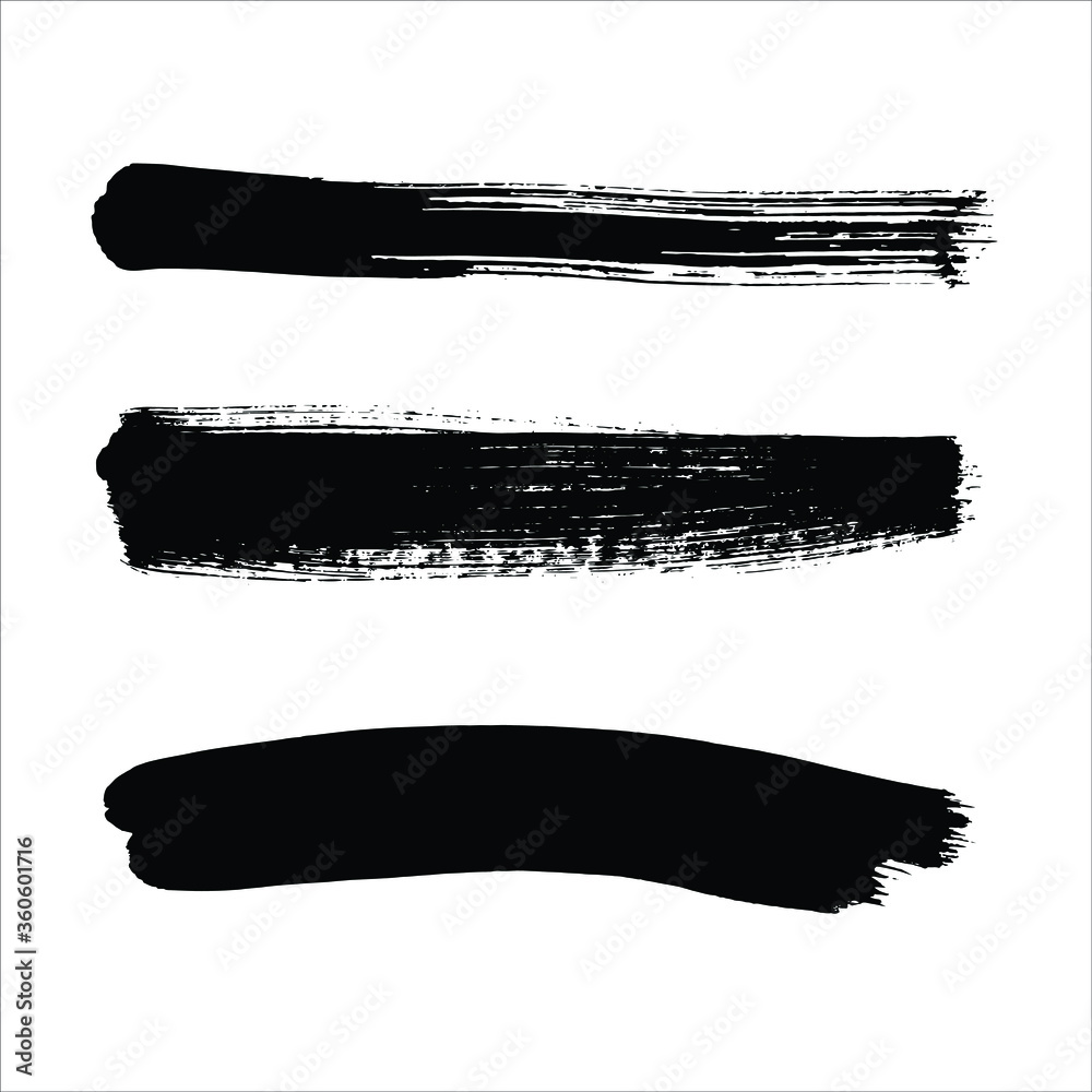 vector set of black ink brush of stroke.