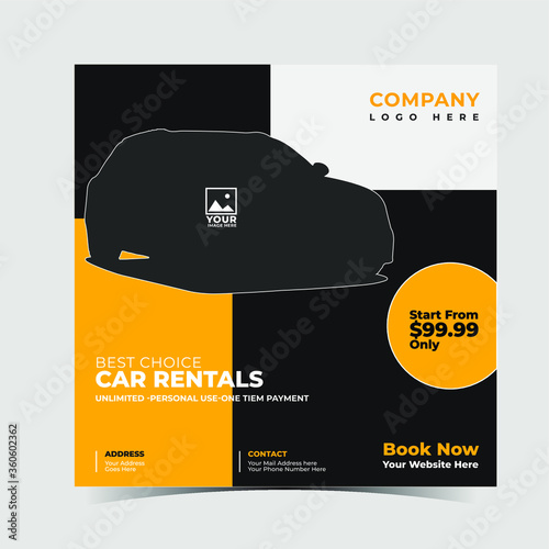 Car sale and rental banner for social media post template