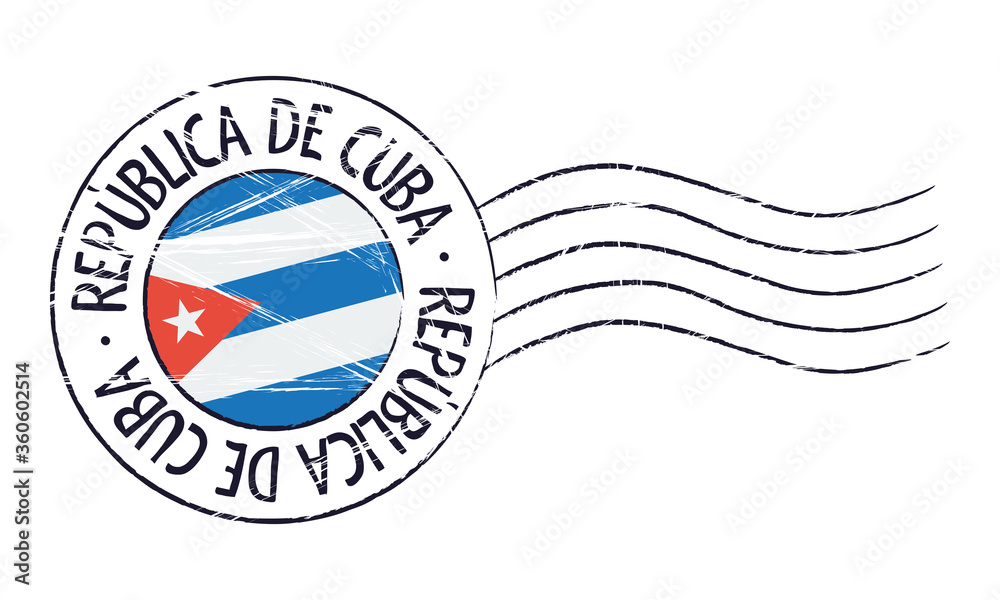 Photography Cuba grunge postal stamp