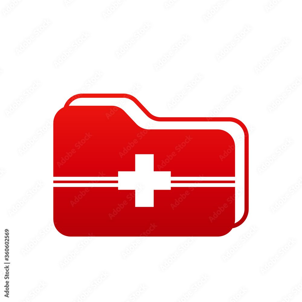 Obraz premium Medic file logo. Modern logo combine folder with medic symbol. Suitable for logos of hospitals, medical offices, drug stores, medical companies. etc