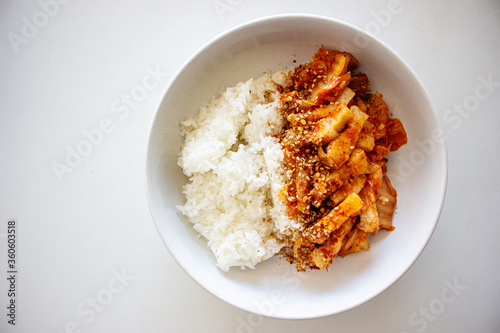 rice with kimchi pork belly
