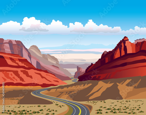 Utah San Rafael Swell Red Rock Country Vector Illustration