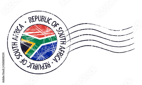 South Africa grunge postal stamp
