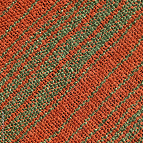 Handwoven striped fabric in orange and green