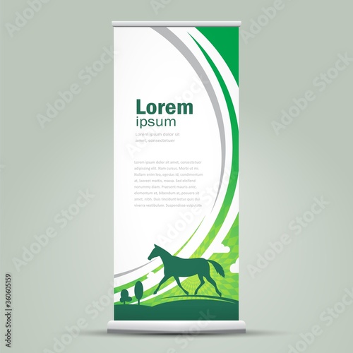 Roll up banner horse green color meadow