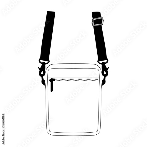 Shoulder bag zipper vector illustration flat sketches template