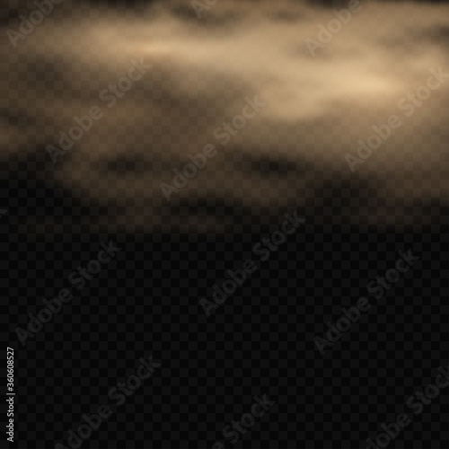 Fog or smoke isolated transparent special effect. Dark vector cloudiness, mist or smog background. Magic haze, steam