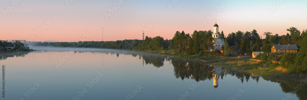 June dawn on the Pasha river. Leningrad region, Russia
