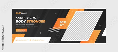 Gym and fitness social media post and facebook cover template