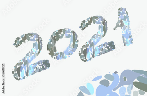 2021 new year. The inscription in cool colors.