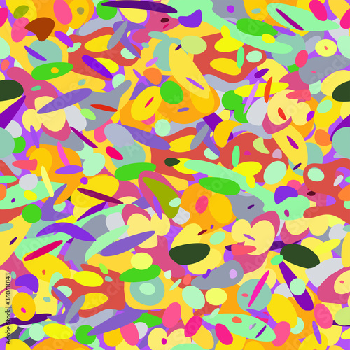 Seamless pattern of colorful graffiti spots. Iridescent, multicolored splash of spots.