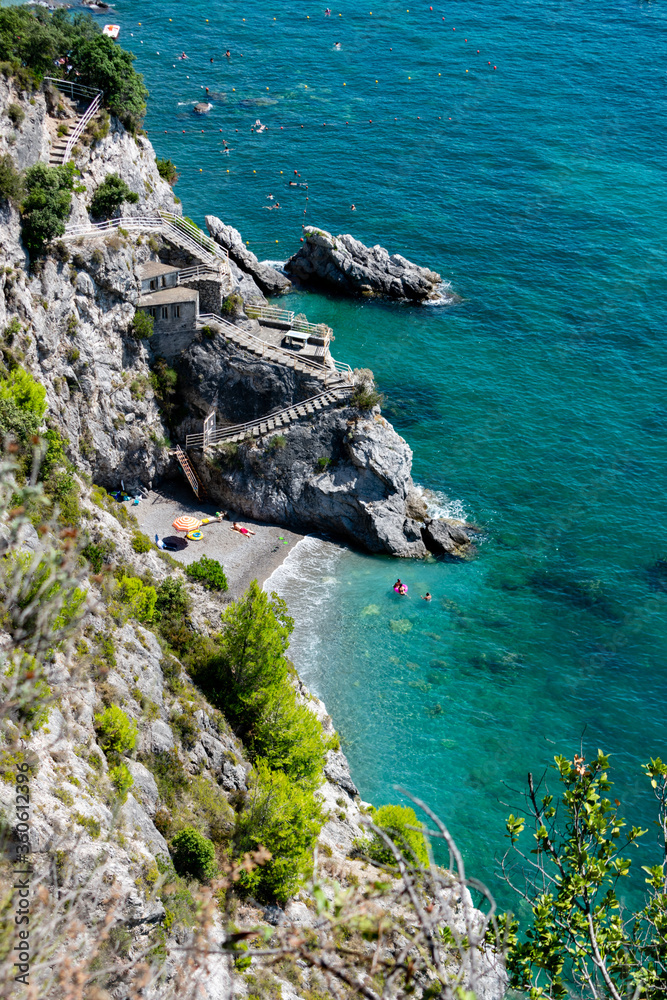 Italy, Campania, Vietri sul Mare - 15 August 2019 - A picturesque staircase to the Mediterranean sea