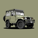 Jeep Land Cruiser FJ40 car illustration vector line art
