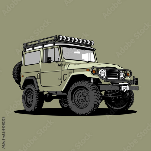 Jeep Land Cruiser FJ40 car illustration vector line art photo
