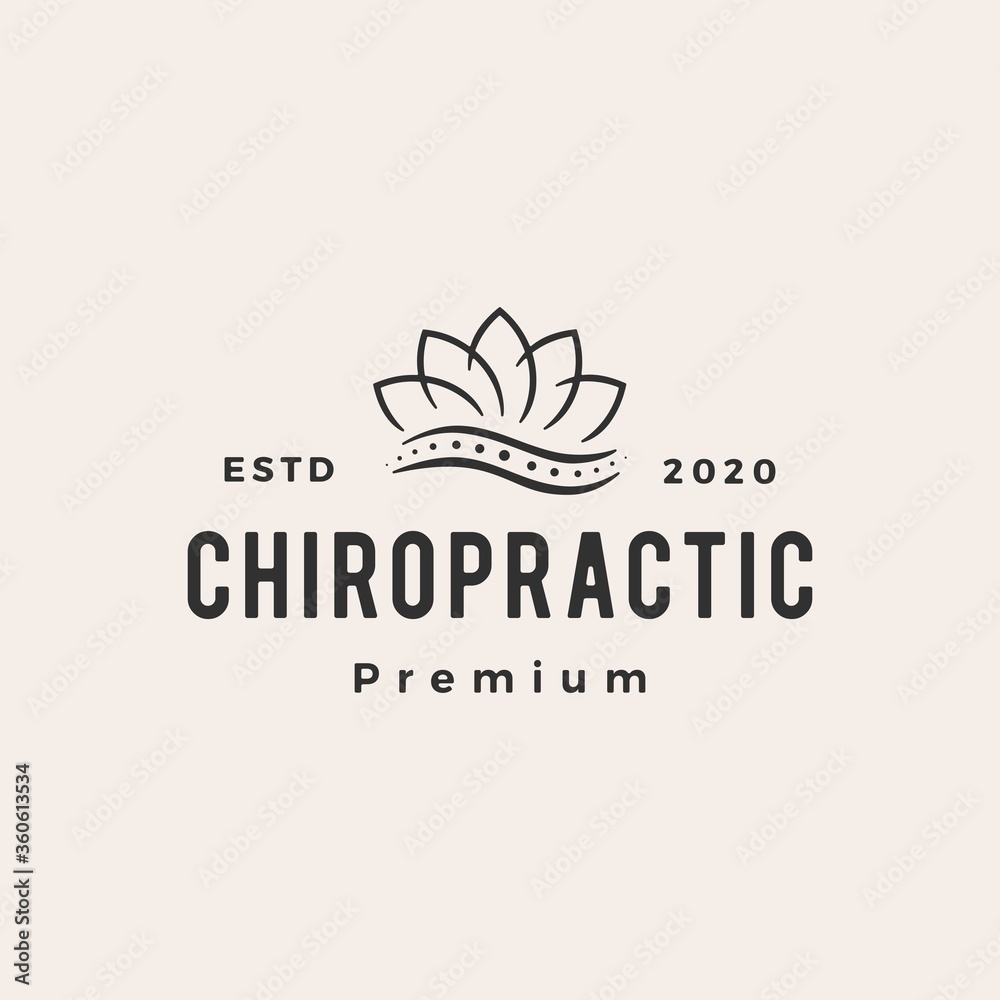 Fototapeta premium lotus leaf chiropractic hipster vintage logo vector icon illustration