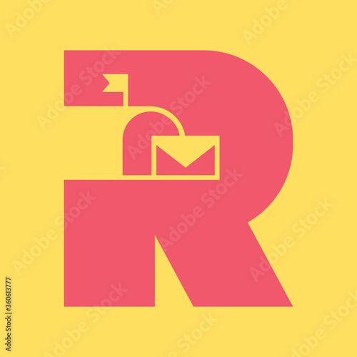 Mailbox on letter logo design R