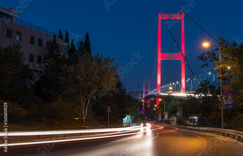 Istanbul Bosphorus Bridge at sunset in Istanbul, Turkey.