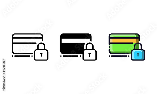 Secure payment icon. With outline, glyph, and filled outline style