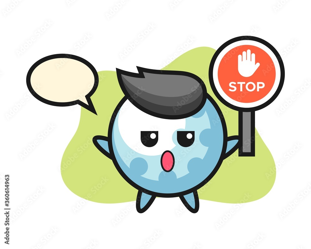 Golf cartoon holding a stop sign Golf cartoon holding a stop sign