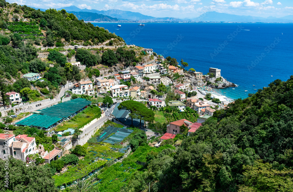 Italy, Campania, Cetara - 15 August 2019 - View of Cetara from above