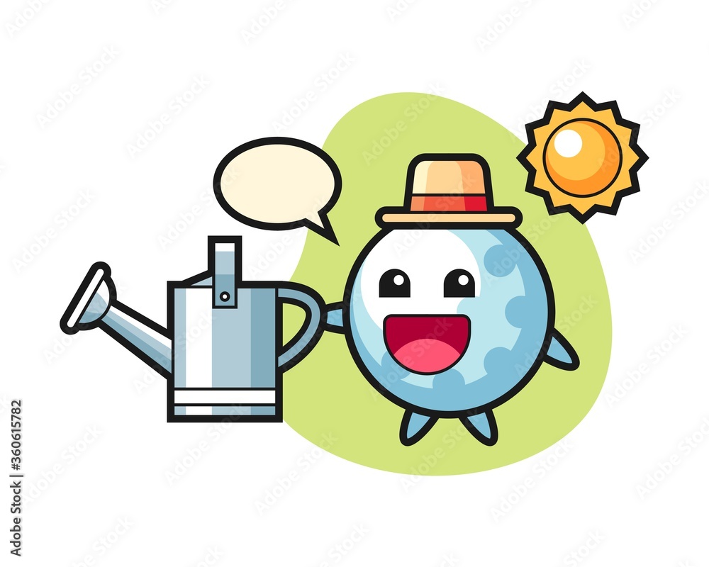 Golf cartoon holding watering can Golf cartoon holding watering can