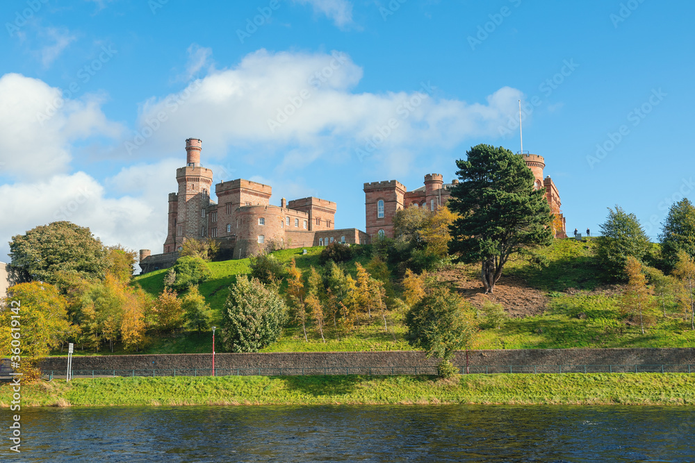 Scenic view of the Inverness Castle over the River Ness
