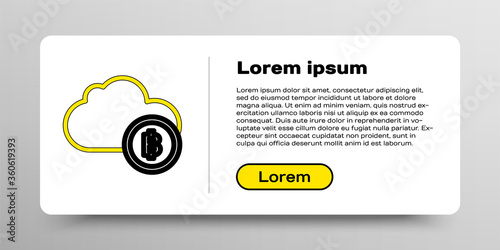Line Cryptocurrency cloud mining icon isolated on white background. Blockchain technology, bitcoin, digital money market, cryptocoin wallet. Colorful outline concept. Vector.