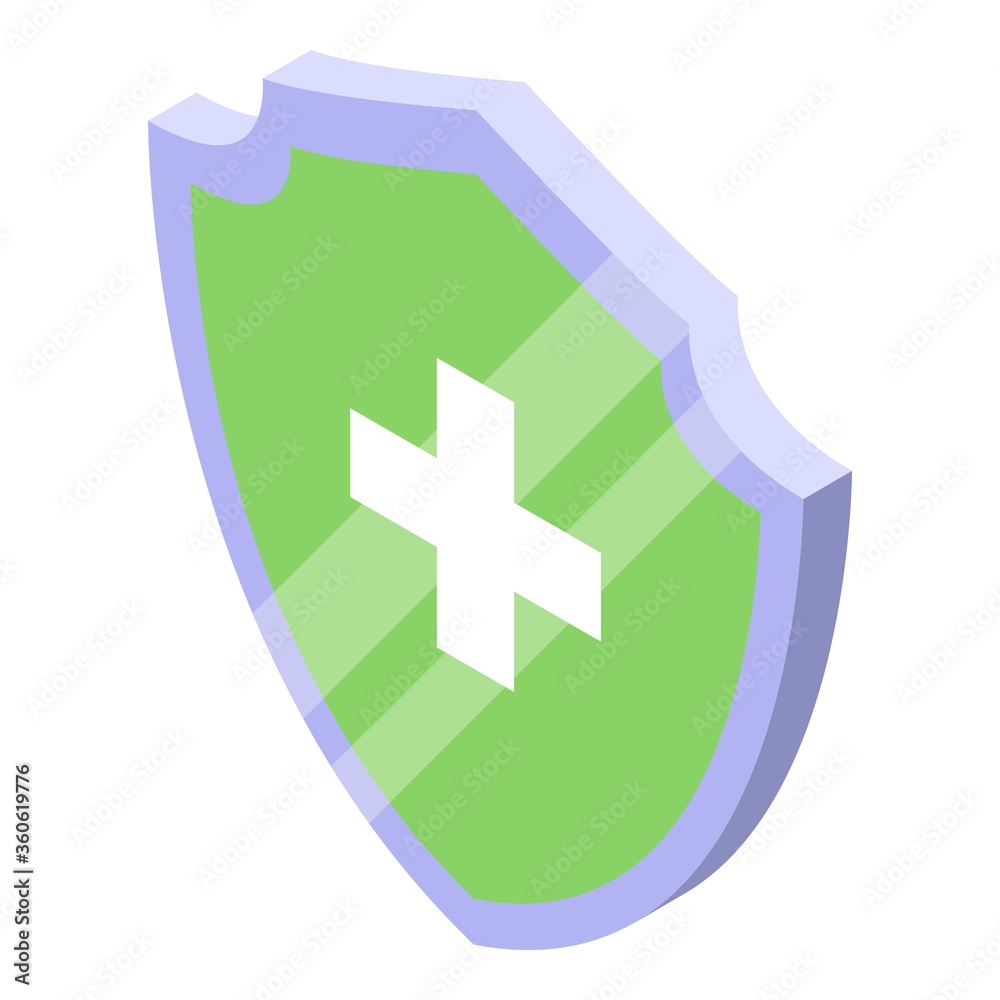 Obraz premium Medical shield icon. Isometric of medical shield vector icon for web design isolated on white background