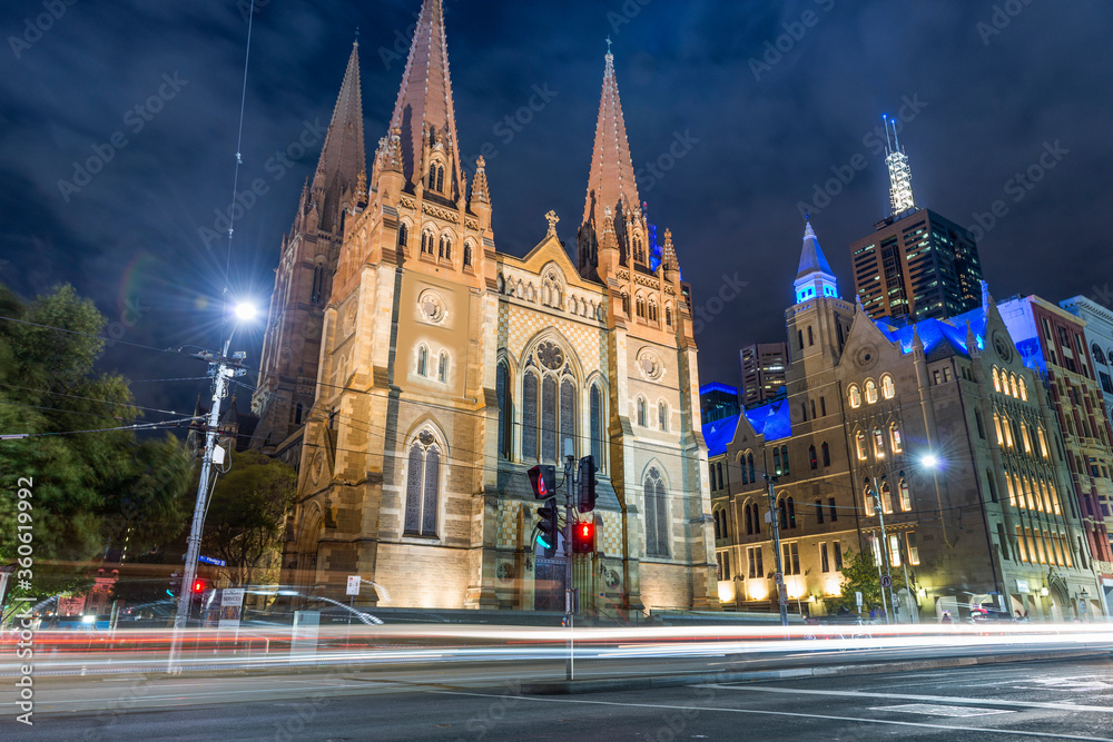 MELBOURNE, AUSTRALIA - MARCH 4, 2018: Interior design of St. Paul's Cathedral, St. Paul's Cathedral is a cathedral church of the Anglican Diocese of Melbourne, Victoria in Australia.
