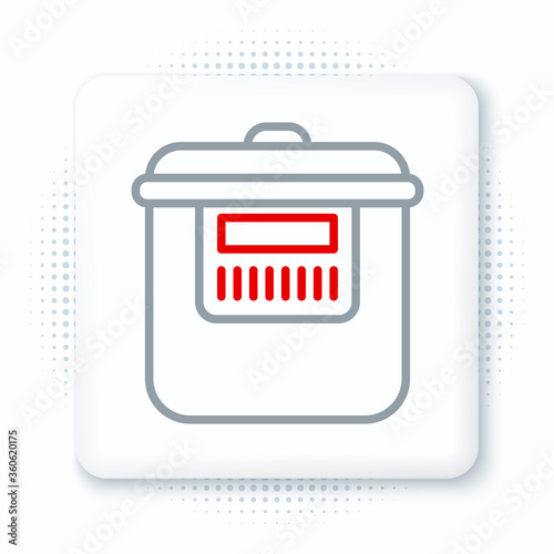 Line Slow cooker icon isolated on white background. Electric pan. Colorful outline concept. Vector.