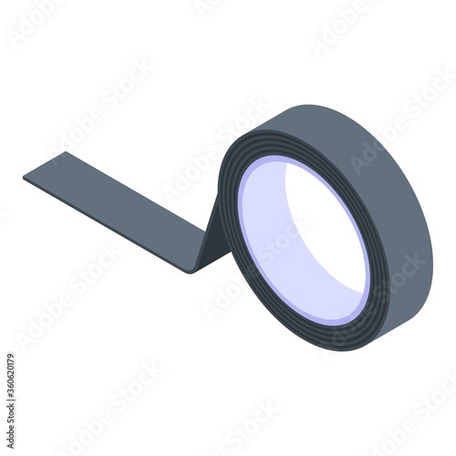 Black scotch tape icon. Isometric of black scotch tape vector icon for web design isolated on white background