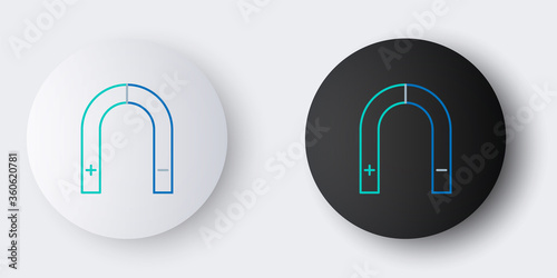 Line Magnet icon isolated on grey background. Horseshoe magnet, magnetism, magnetize, attraction. Colorful outline concept. Vector.