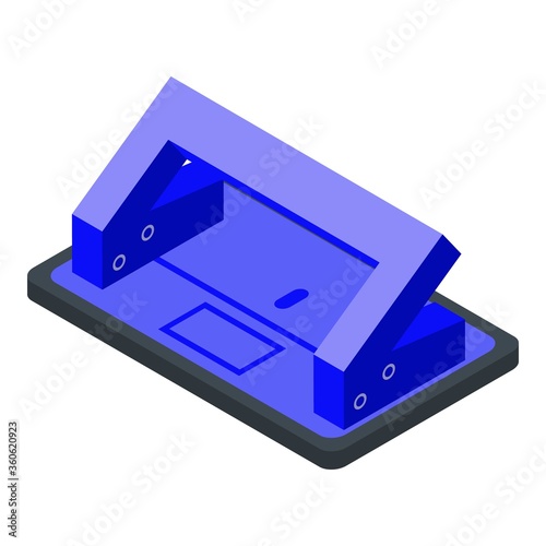 Paper hole puncher icon. Isometric of paper hole puncher vector icon for web design isolated on white background