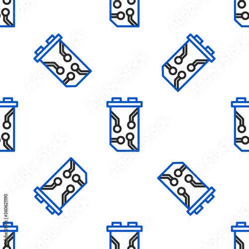 Line Video graphic card icon isolated seamless pattern on white background. Colorful outline concept. Vector.