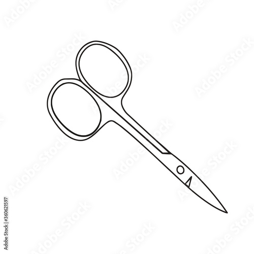 Contour illustration of the scissors icon, vector symbol of the Barber is sign, manicure on an white background