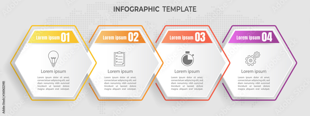 Modern hexagon 4 options infographic template. Modern hexagon 4 options infographic template.