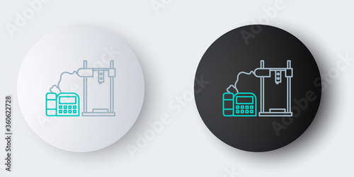 Line 3D printer icon isolated on grey background. Colorful outline concept. Vector.