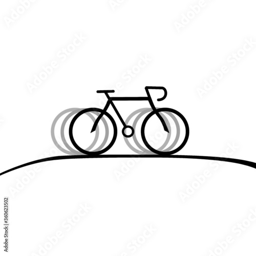 Vector illustration of a classic race bicycle made in flat style. Vector bike graphic icon. Bike was rapidly moved on the path.