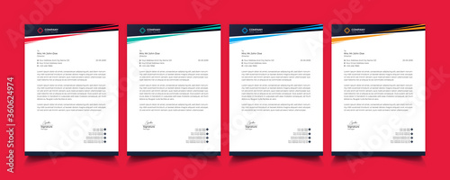 Creative professional corporate modern business style letterhead templates Simple design in minimalist style vector design illustration. color red green blue yellow 