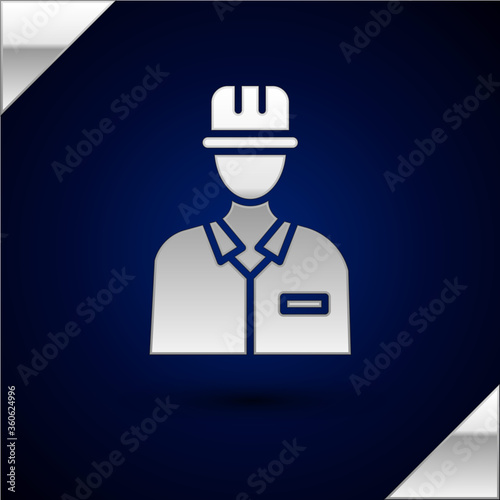 Silver Oilman icon isolated on dark blue background. Vector Illustration.