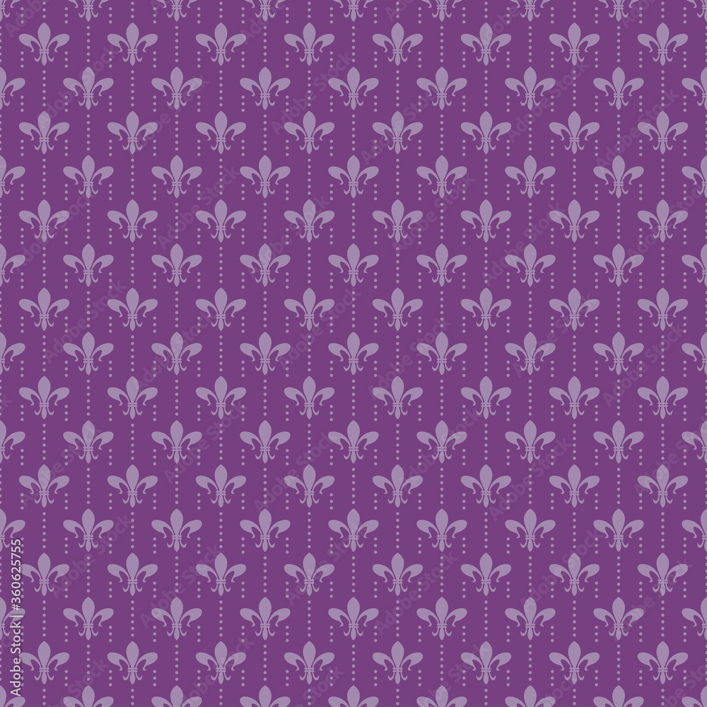 Purple background with seamless floral pattern. Vector image