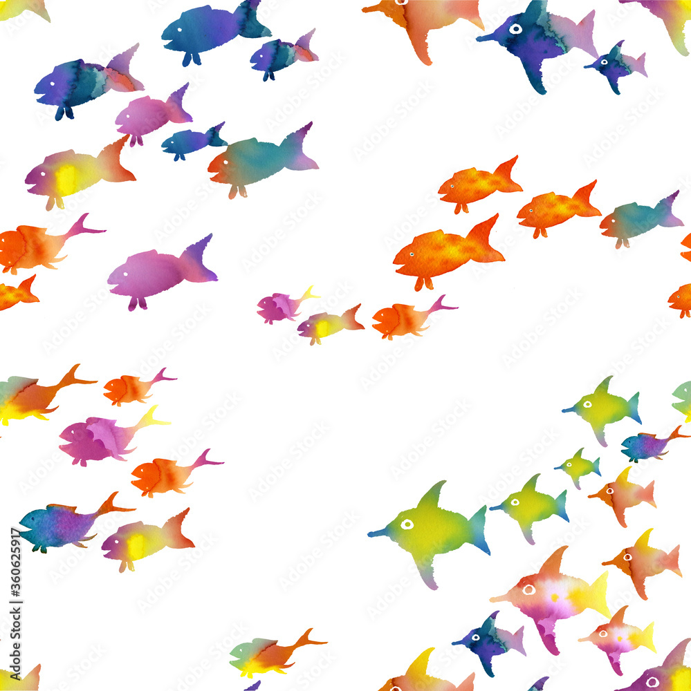 fish pattern watercolor illustration