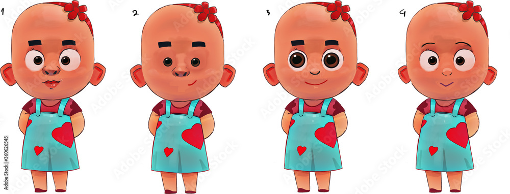Obraz premium Creative digital painting from four beautiful baby girls