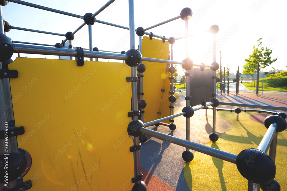 A large beautiful playground in the park A large beautiful playground in the park