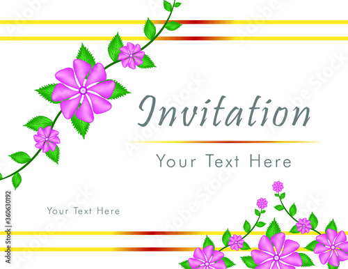 A4 size invitation card design with abstract flower background