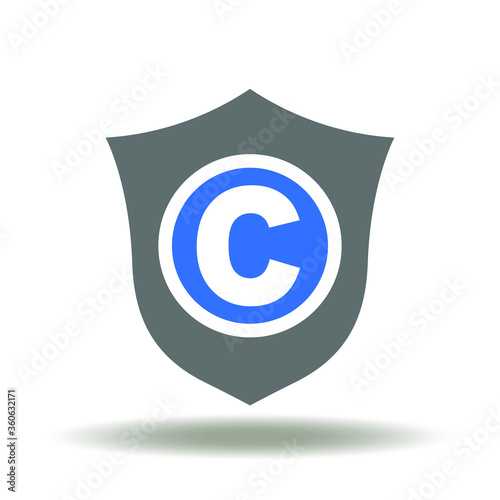 Shield with Letter С Icon Vector. Copyright Safety Rights Copmany Logo. Trademark or Patent Protection Symbol. photo