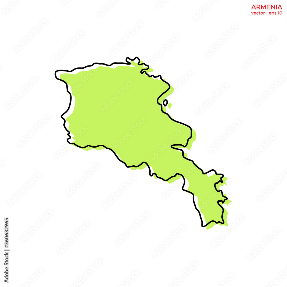 Green Map of Armenia with Outline Vector Design Template. Editable Stroke Green Map of Armenia with Outline Vector Design Template. Editable Stroke