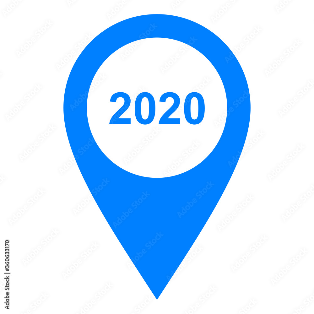 Jahr 2020 und Kartenmarkierung Jahr 2020 und Kartenmarkierung