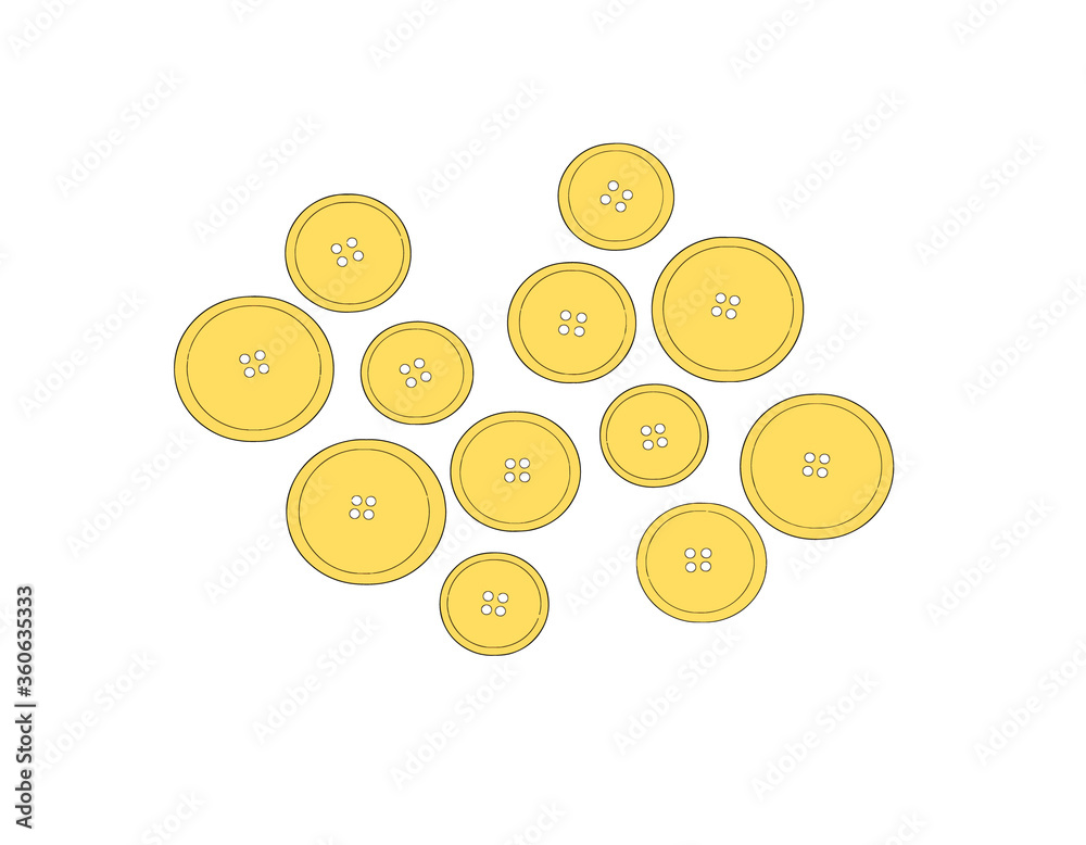 Fototapeta premium Yellow buttons for clothes. Vector illustration on an white background
